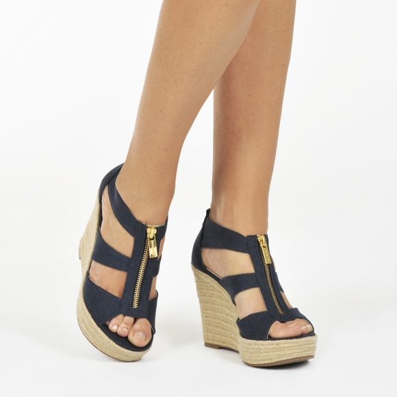 NIB Michael Kors Damita Wedge Denim - Picture 6 of 6